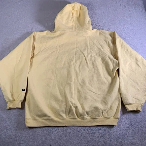 Vintage Michigan Wolverines Hoodie Mens Large Yellow 90s Reverse Weave USA Made - Picture 8 of 8
